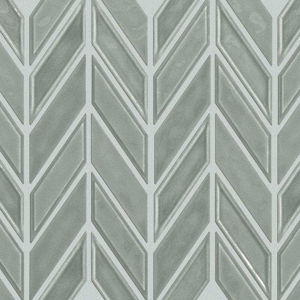 Shaw Geoscape Chevron Light Grey 11.61&quot; x 11.02&quot; Ceramic Mosaic Sheet, , large