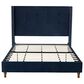 Hearth and Haven Peyton Queen Platform Bed with Blue Upholstery in Walnut, , large
