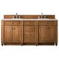 James Martin Vanities Bristol 72" Double Bathroom Vanity in Saddle Brown with 3 cm Eternal Marfil Quartz Top and Rectangular Sinks, , large