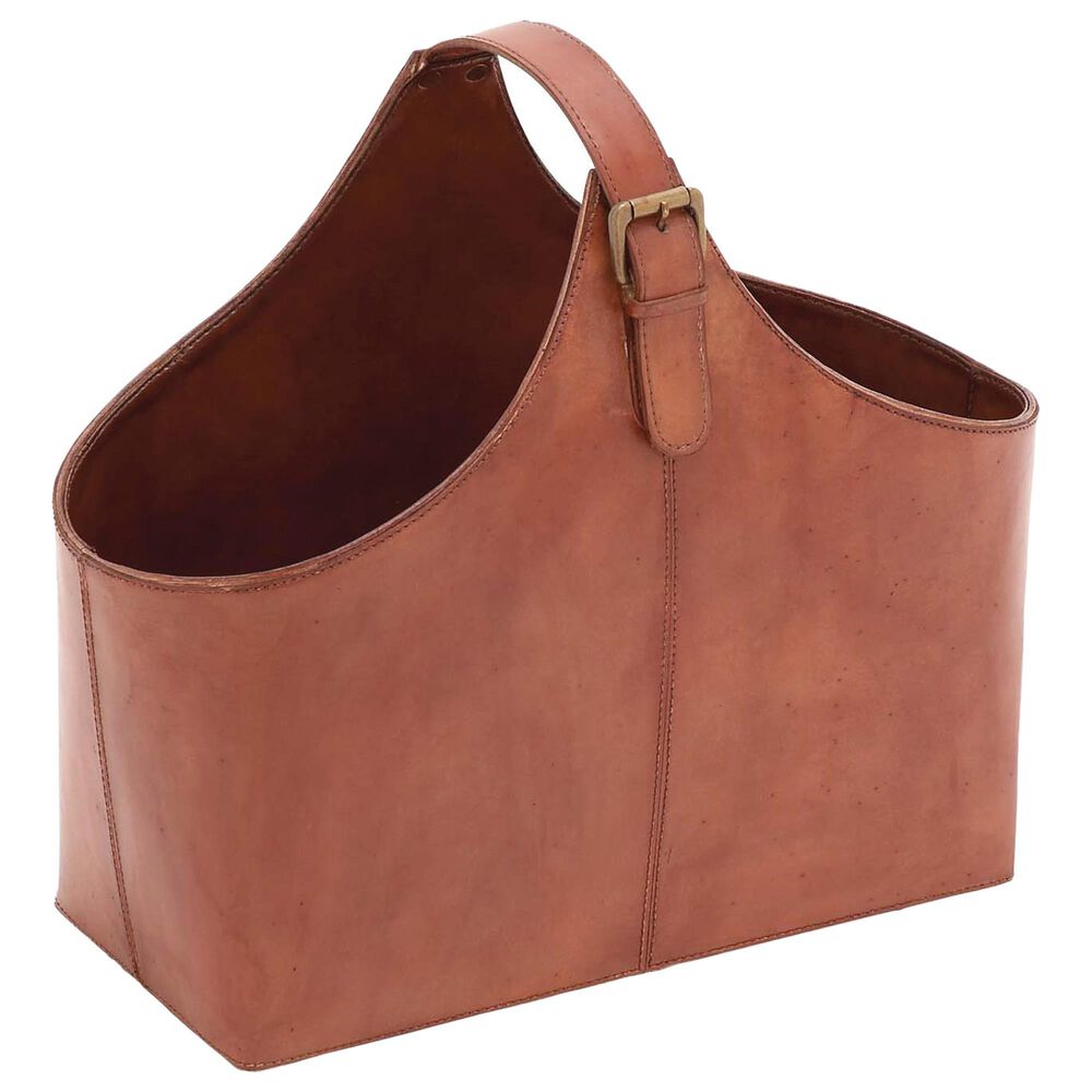 Maple and Jade Leather Magazine Holder in Brown, , large