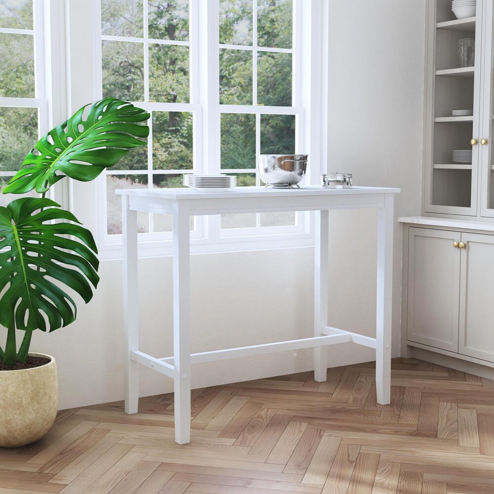 Linon Home Decor Claridge Bar Height Pub Table in Bright White - Table Only, , large