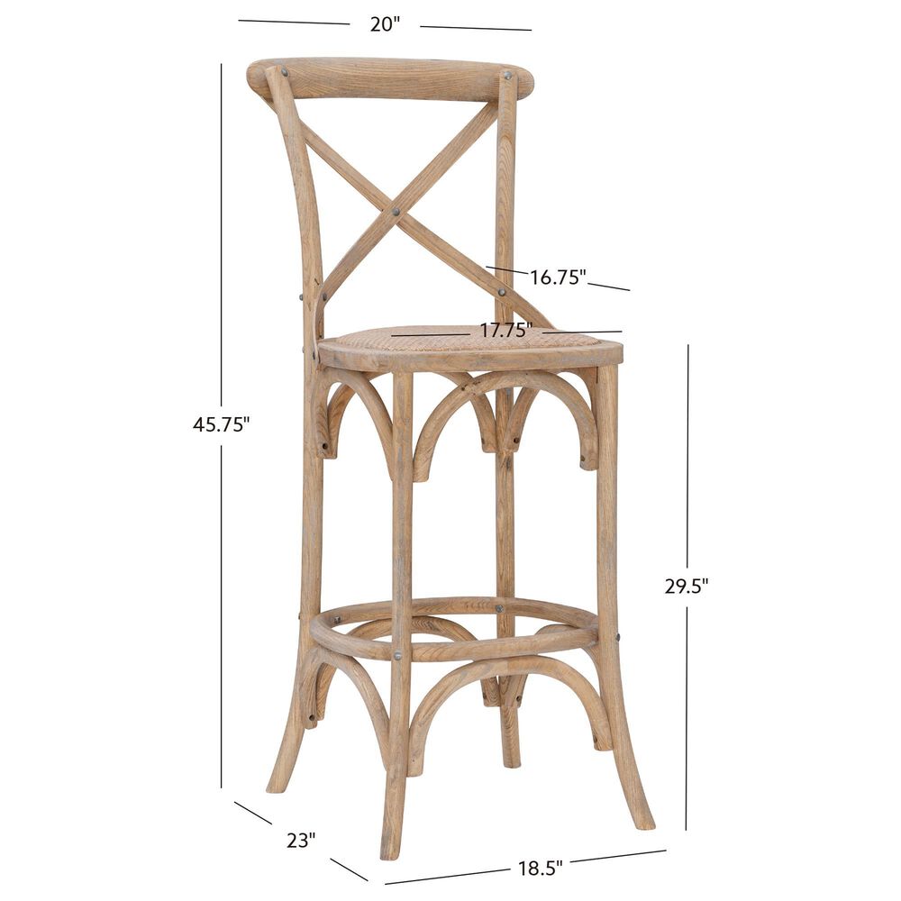 Linon Home Decor Roxy Bar Stool in Weathered Grey, , large