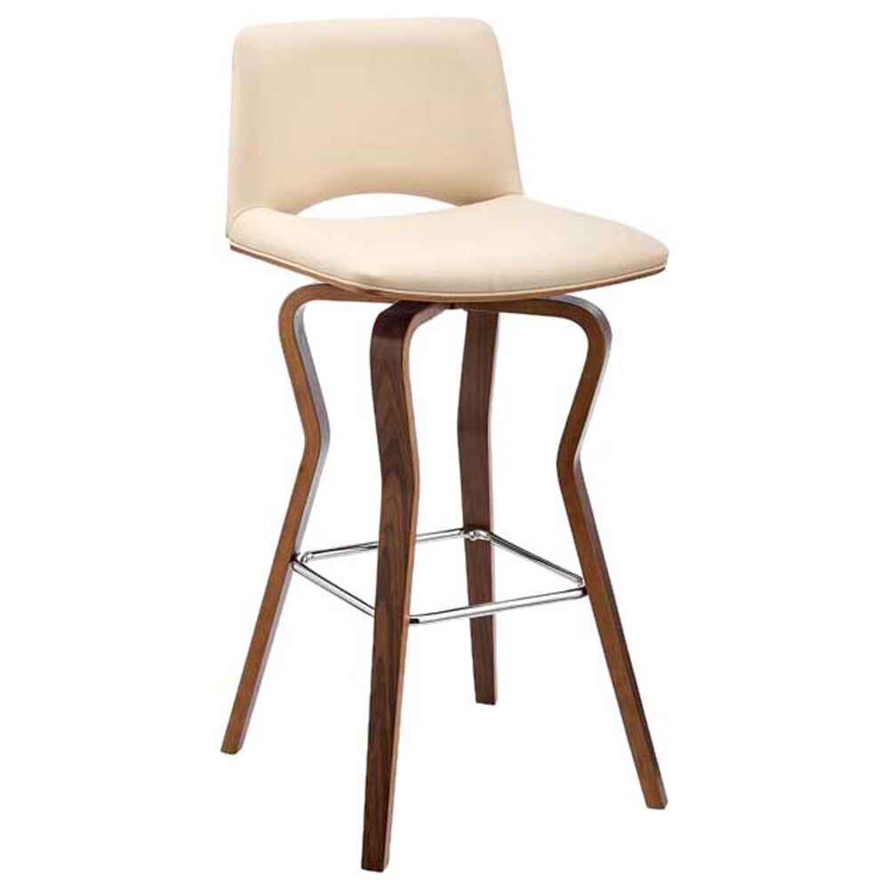 Blue River Gerty Swivel Counter Stool with Cream Cushion in Walnut, , large
