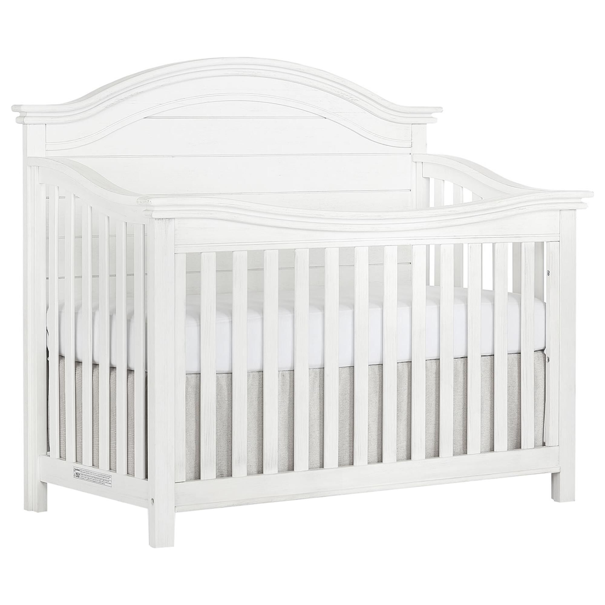 Evolur Belmar Curved Top 5 In 1 Crib in Weathered White NFM