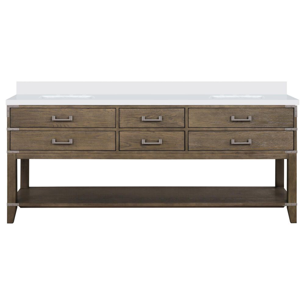 Lexora Home Norwalk 80&quot; Double Bathroom Vanity in Grey Oak with White Quartz Top and Rectangular Sinks, , large