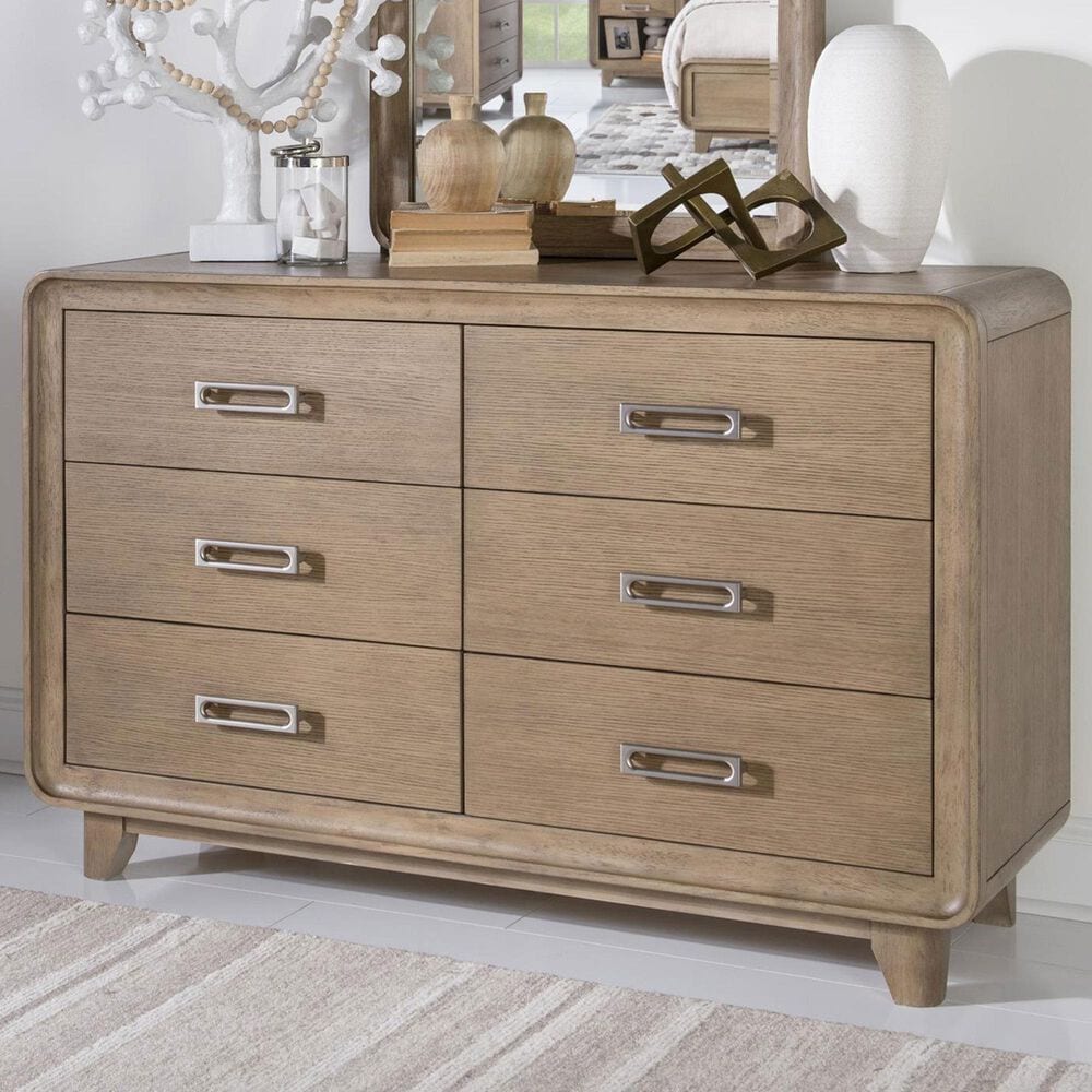 Archbold Furniture Archbold 2 West 6 Drawer Dresser and Mirror in Oat, , large