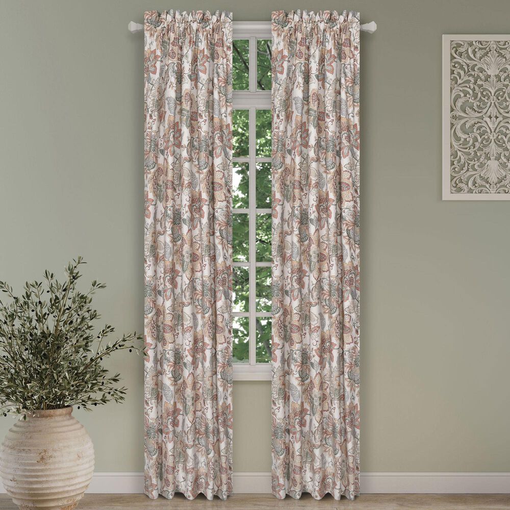 J. Queen New York Janessa 84&quot; x 41&quot; Window Panel Pair in Coral, Gold and Spice, , large