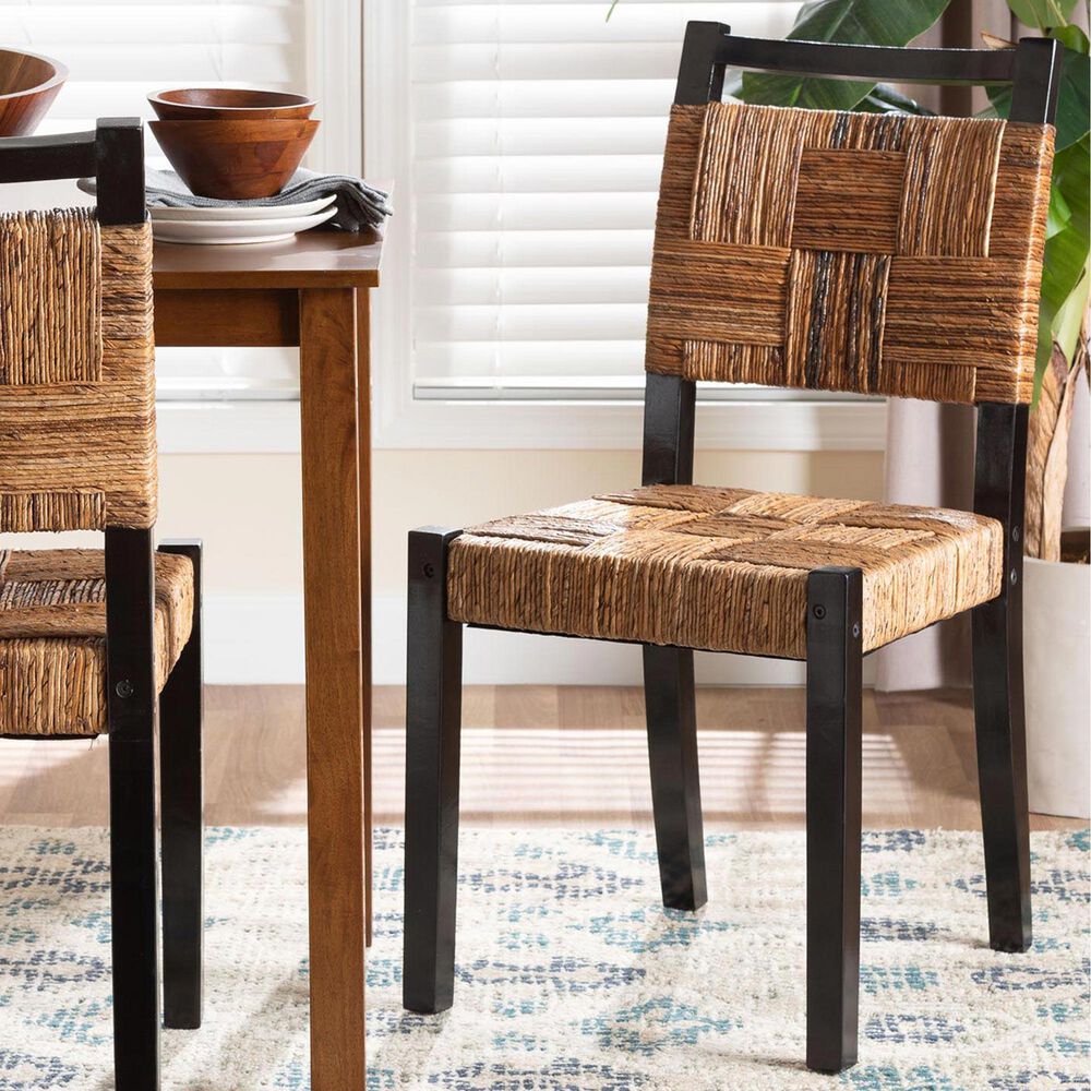 Baxton Studio Raniya Side Chair in Natural Brown and Black, , large