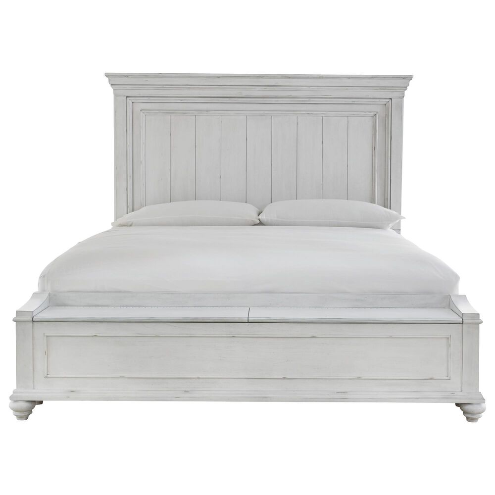 Ashley Kanwyn 3-Piece King Panel Bed Set with Storage Bench in Whitewash, , large
