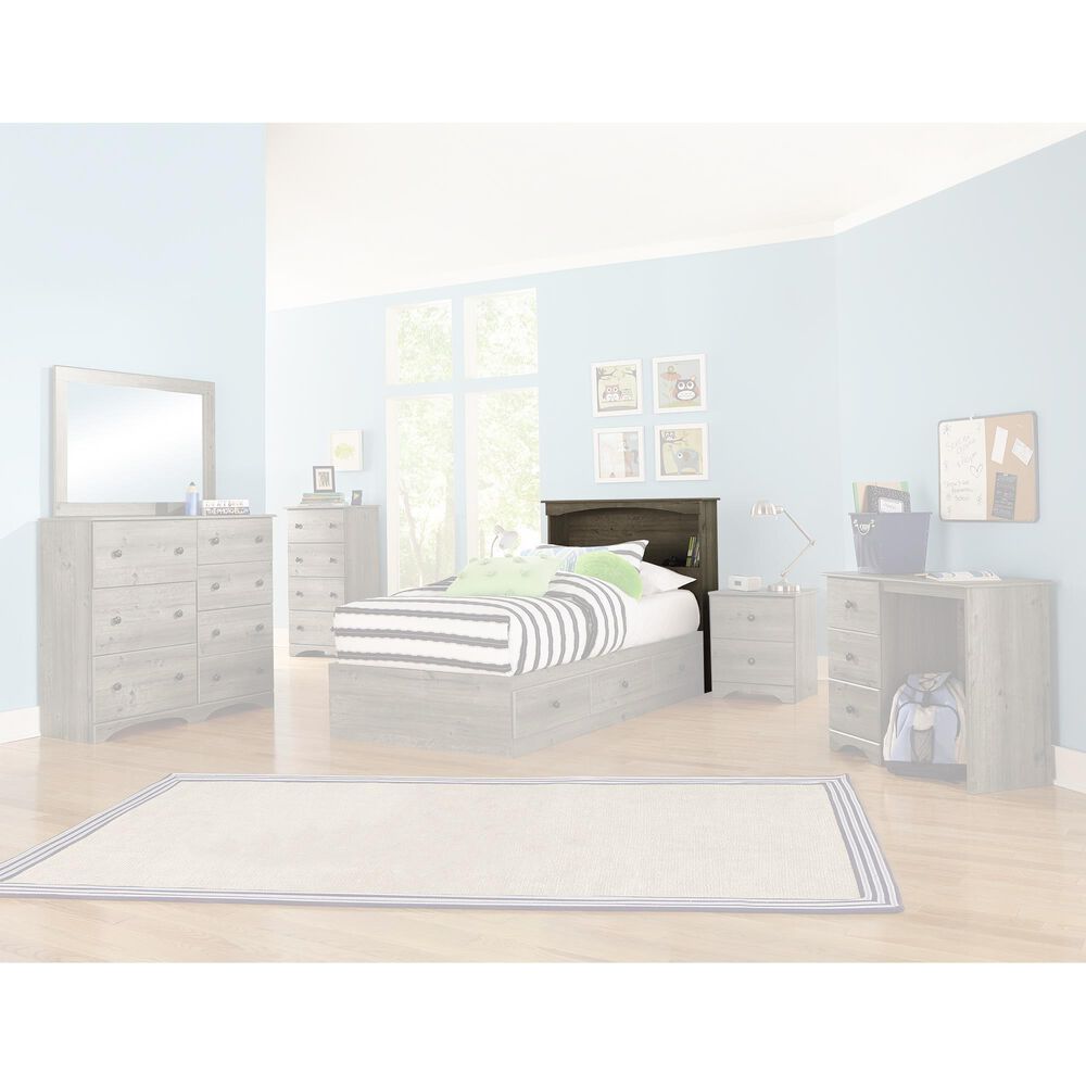 Lemoore Essential Twin Bookcase Headboard in Weathered Gray Ash, , large