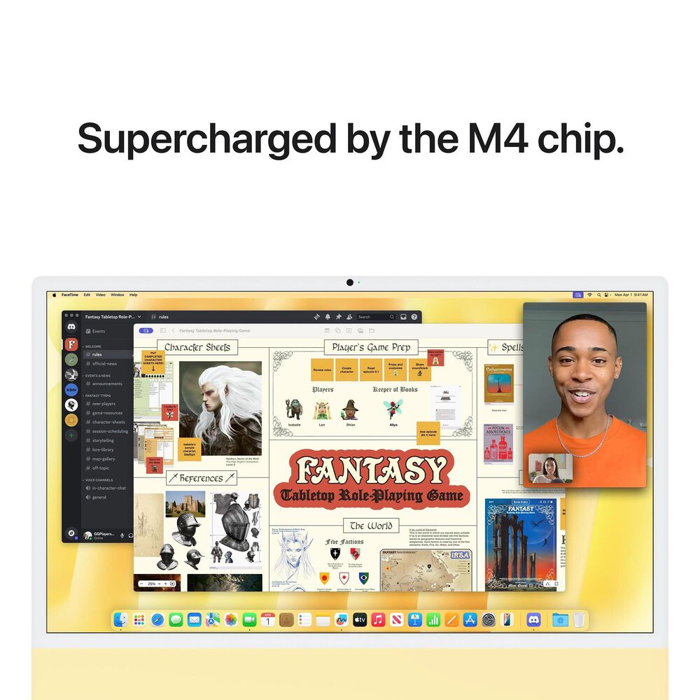Apple 24-Inch iMac All-in-One Desktop - Apple M4 chip - 10-core CPU - 16GB RAM - 10-core GPU - 512GB SSD in Yellow with 3-Year AppleCare+, , large