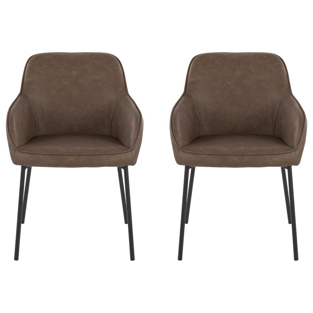 LumiSource Daniella Arm Chair with Espresso Faux Leather Cushion in Black (Set of 2), , large