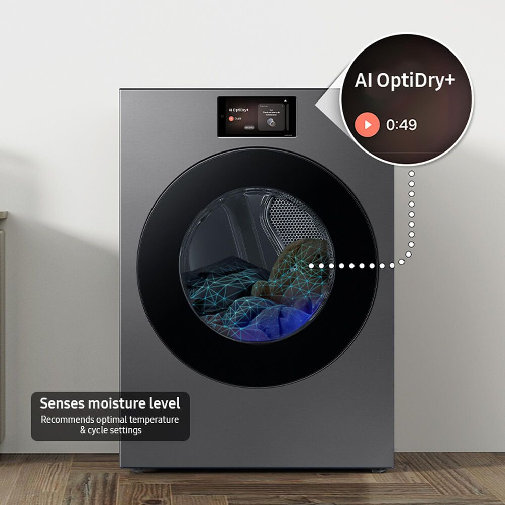 Samsung Bespoke 7.6 Cu. Ft. Ultra Capacity Front Load Gas Dryer with AI Home and AI OptiDry+ in Dark Steel, , large
