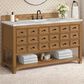 James Martin Malibu 60" Single Bathroom Vanity in Amber Birch with 3 cm Carrara White Marble Top and Rectangular Sink, , large