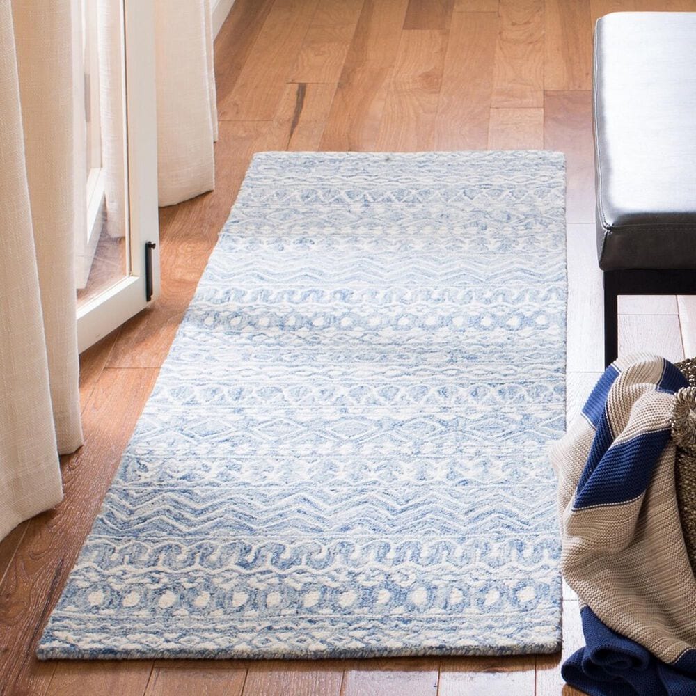 Safavieh Micro-Loop MLP502M 2&#39;3&quot; x 11&#39; Blue and Ivory Runner, , large