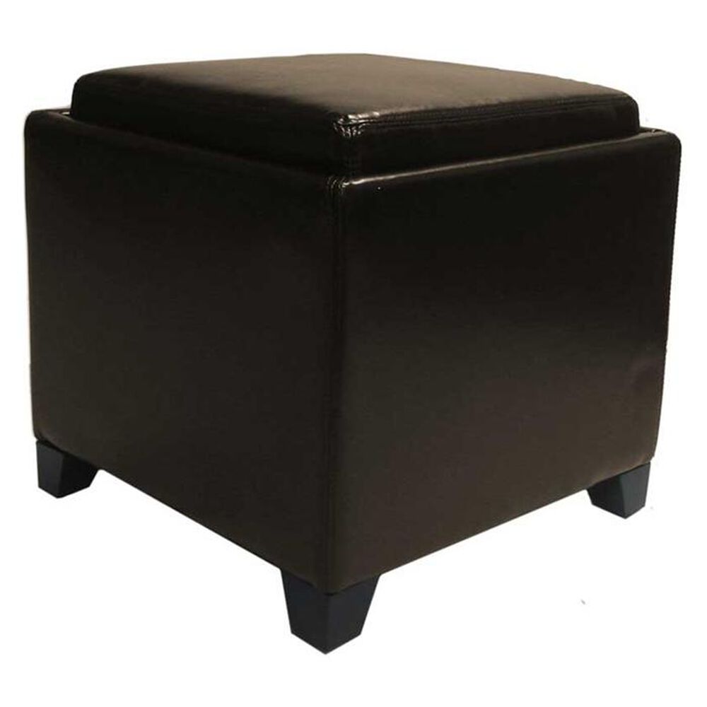 Blue River Brown Bonded Leather Storage Ottoman with Tray, , large