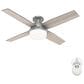 Hunter Dempsey Low Profile 52" Ceiling Fan with Lights in Matte Silver, , large