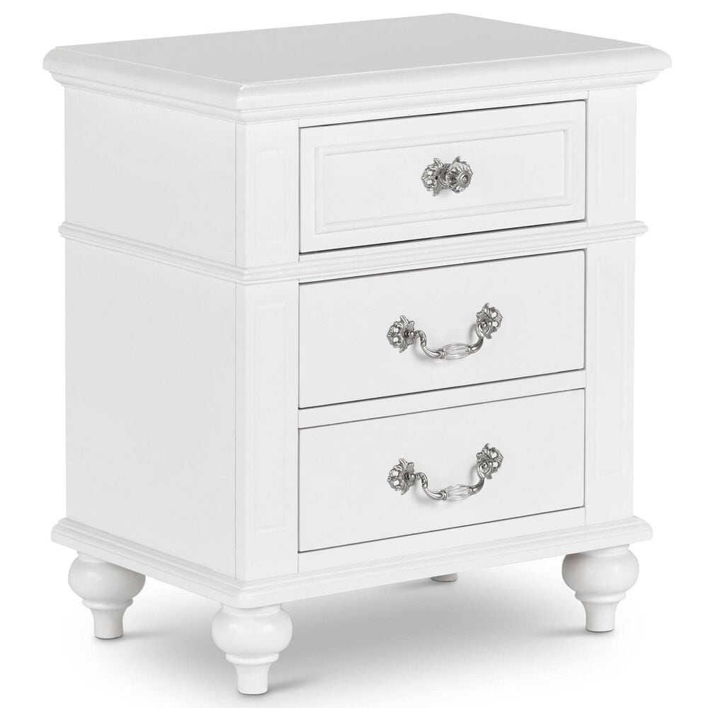 Elements International Direct Ship Annie 3-Drawer Nightstand in White, , large