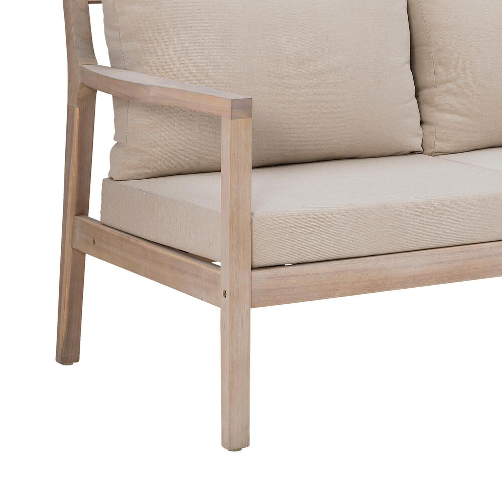 Linon Home Decor Teagon Outdoor Loveseat with Beige Cushions in Natural (Set of 2), , large