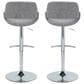 LumiSource Fabrico Swivel Adjustable Bar Stool with Grey Noise Fabric Upholstery and Rounded T Footrest in Chrome (Set of 2), , large