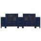 Lexora Home Volez 96" Double Bathroom Vanity in Navy Blue with 2 cm White Ceramic Top, Rectangular Sinks and Side Cabinets, , large