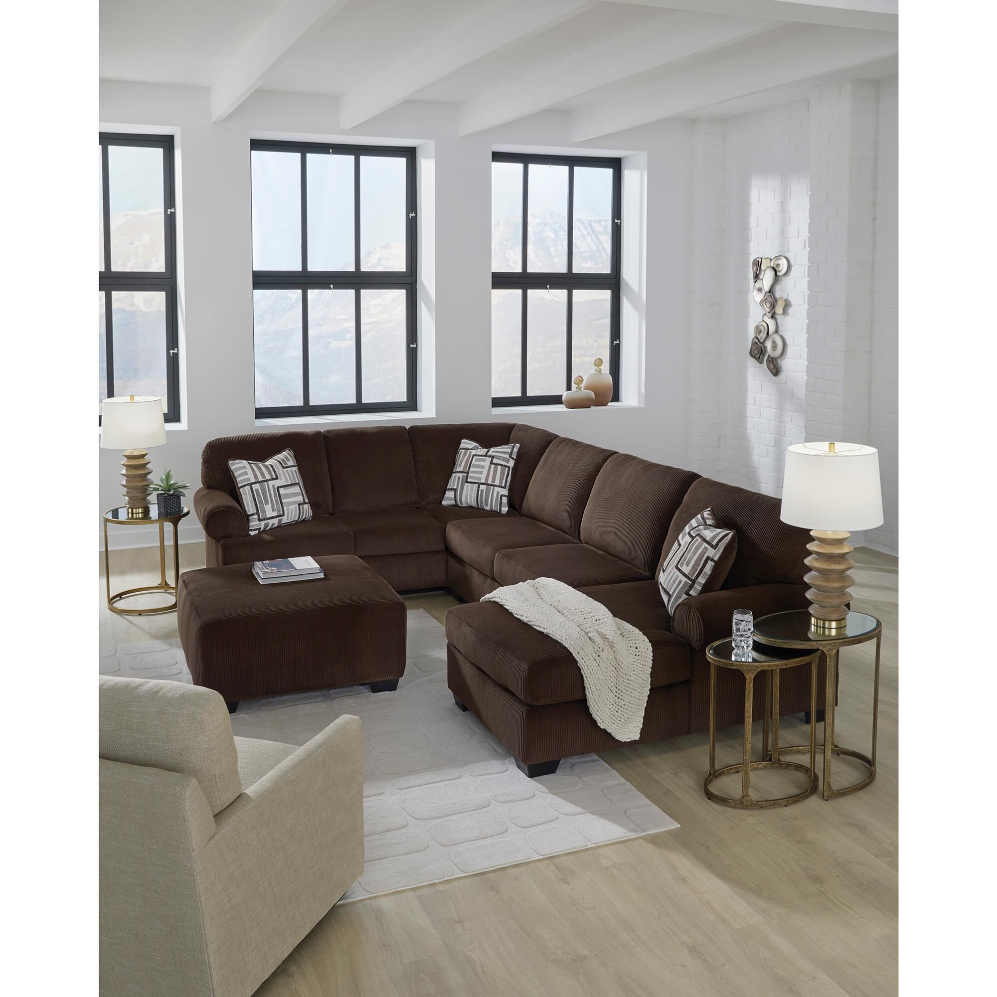 Ashley Kimlee Oversized Accent Ottoman in Chocolate Brown