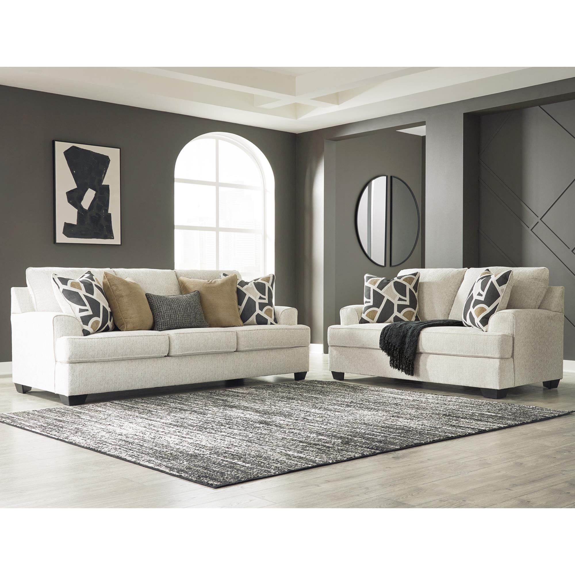 Ashley Heartcort Stationary Sofa and Loveseat Set in Quartz