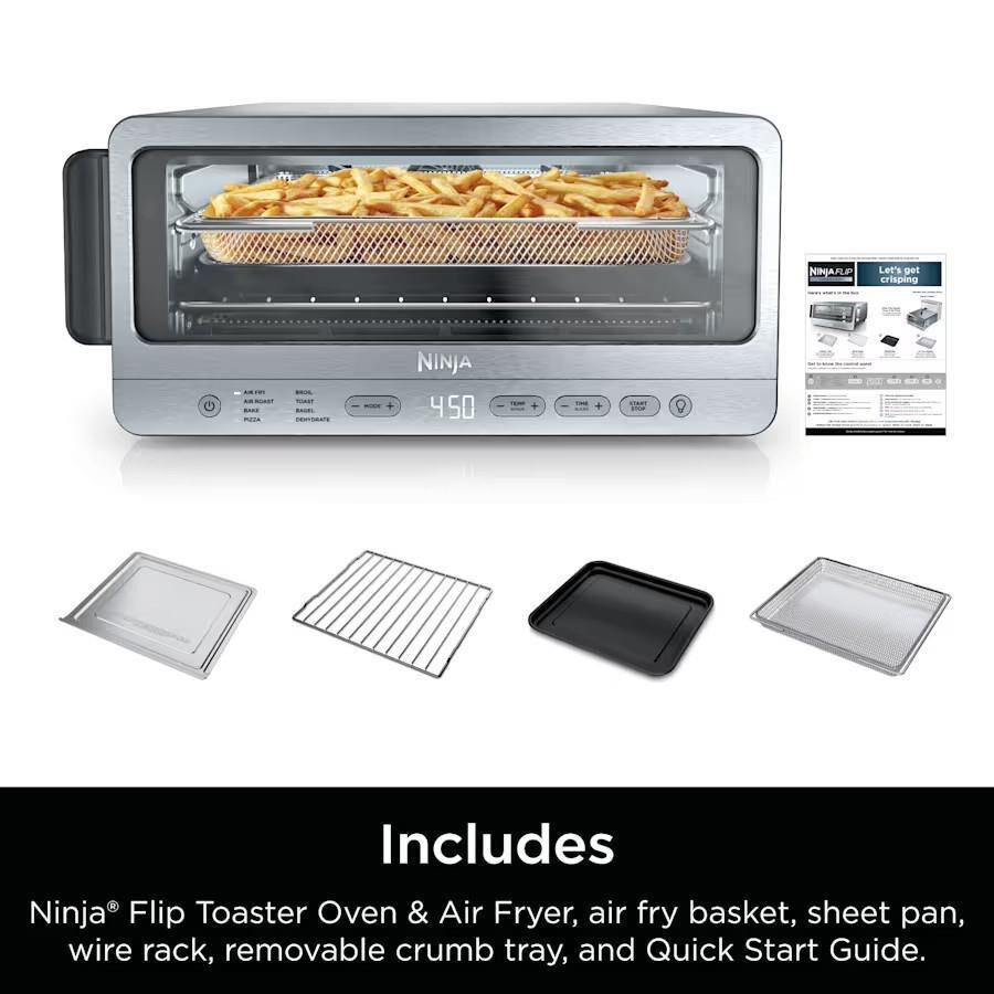 Ninja Flip Toaster Oven and Air Fryer in Stainless Steel and Black