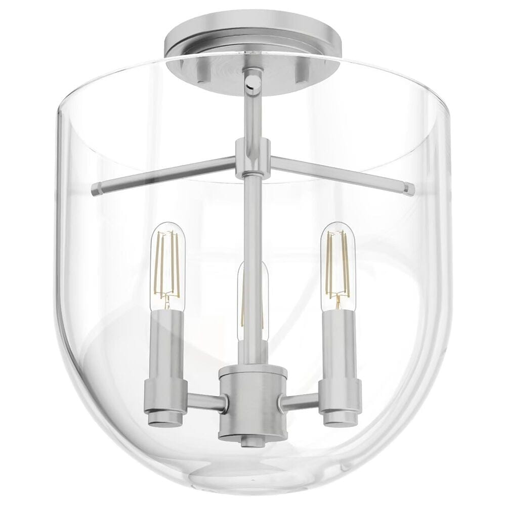 Hunter Sacha 3-Light Semi-Flush Mount in Brushed Nickel, , large