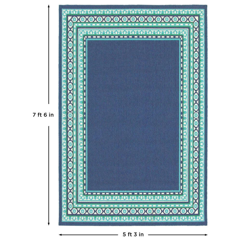 Oriental Weavers Meridian Navy and Green 8'6" x 13' Indoor/Outdoor Area Rug, , large