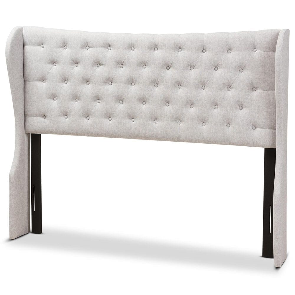 Baxton Studio Cadence King Wingback Headboard in Greyish Beige, , large