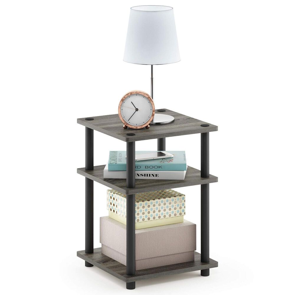 HOMLUX 3-Tier Side Table in French Oak and Black, , large