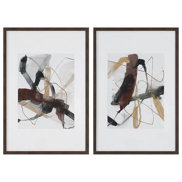Uttermost Burgundy Interjection 39.5" x 26.5" Abstract Print in Gray, Black and Brown (Set of 2), , large