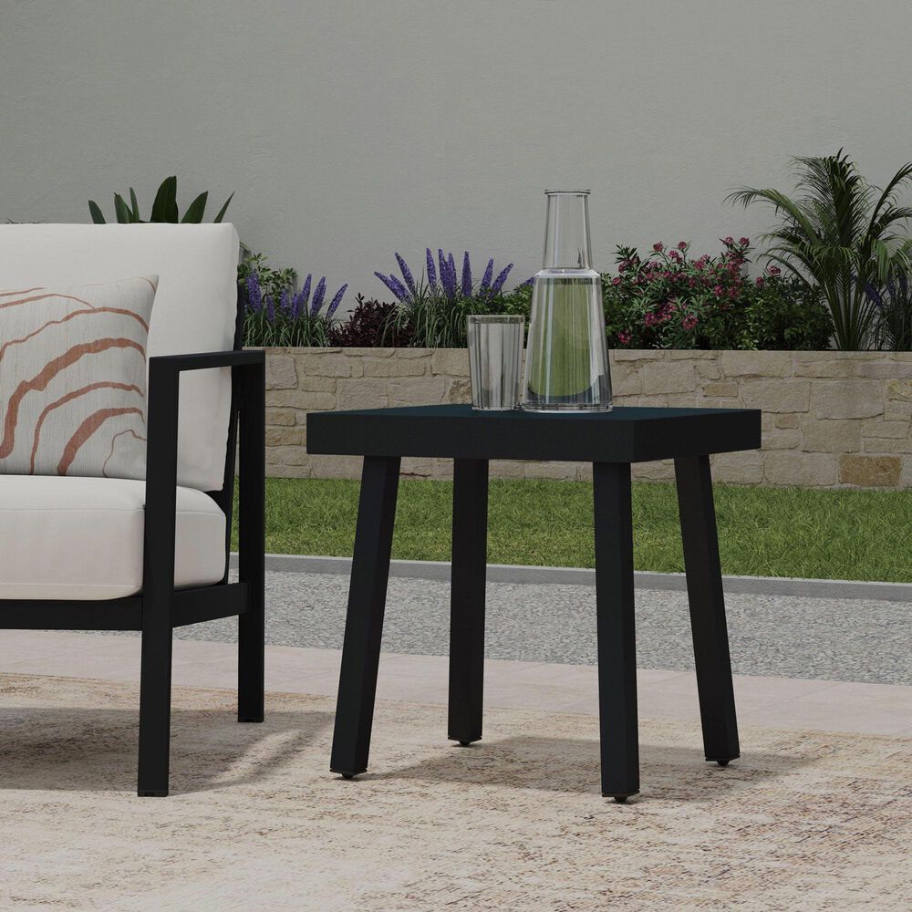 Linon Home Decor Holland Aluminum Side Table in Black, , large