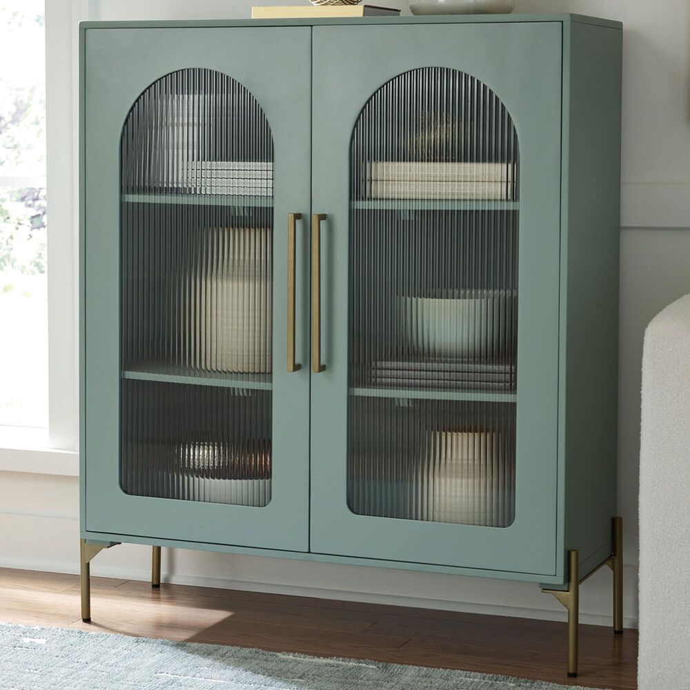 Ashley Adwen Accent Cabinet in Light Green and Gold, , large