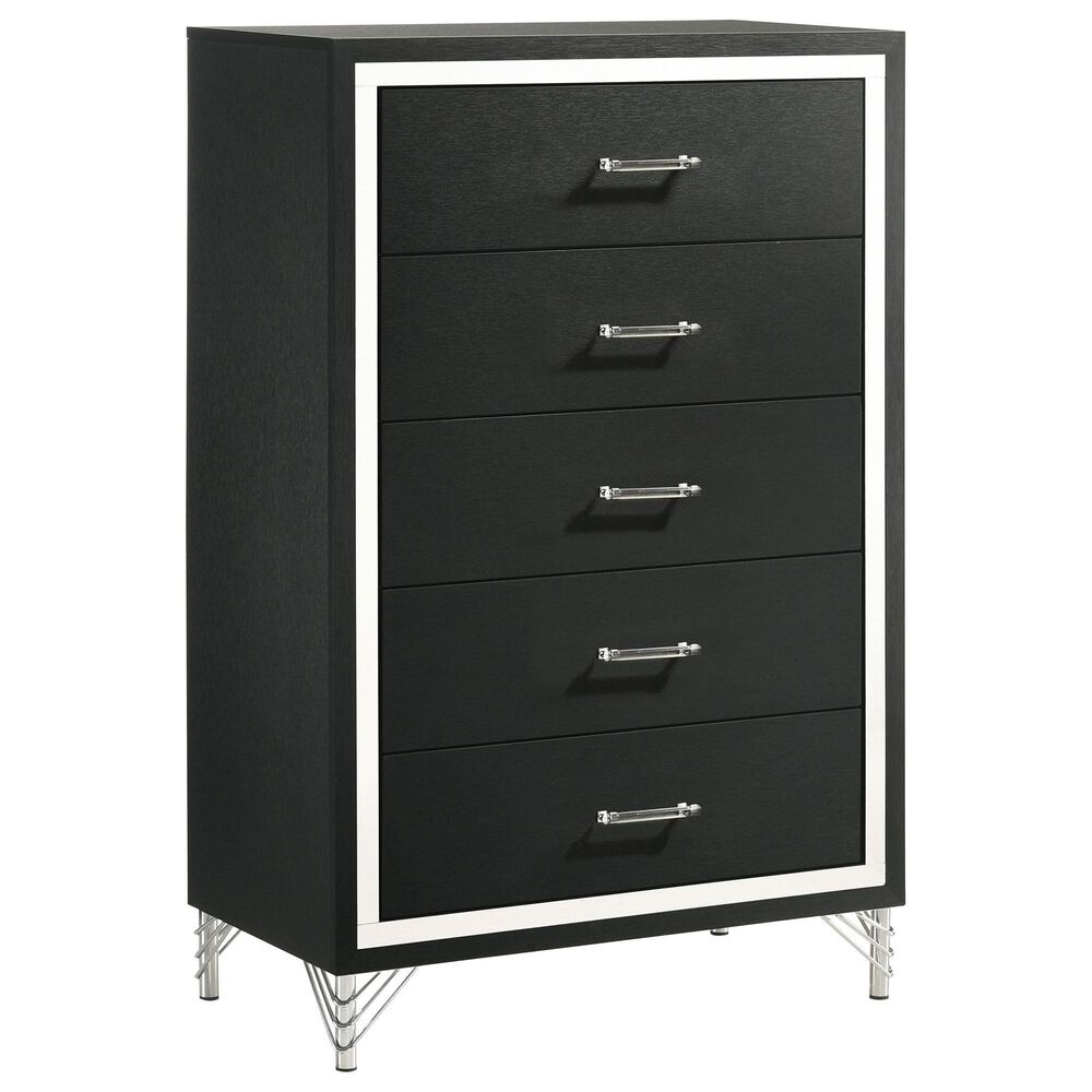 Coaster Lucia 5-Drawer Chest in Black and Chrome, , large