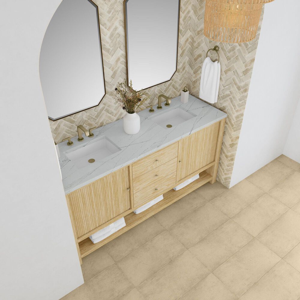 James Martin Vanities Marigot 72" Double Bathroom Vanity in Sunwashed Oak with 3 cm Ethereal Noctis Quartz Top, Rectangular Sinks and FreePower Wireless Charger, , large