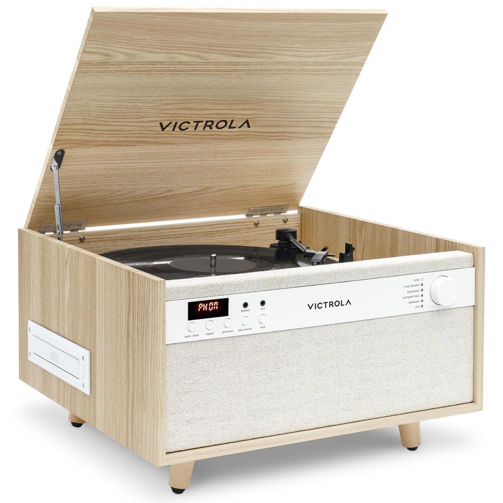 Victrola Century 6-in-1 Music Center Record Player with 3-Speed Turntable in Natural, , large