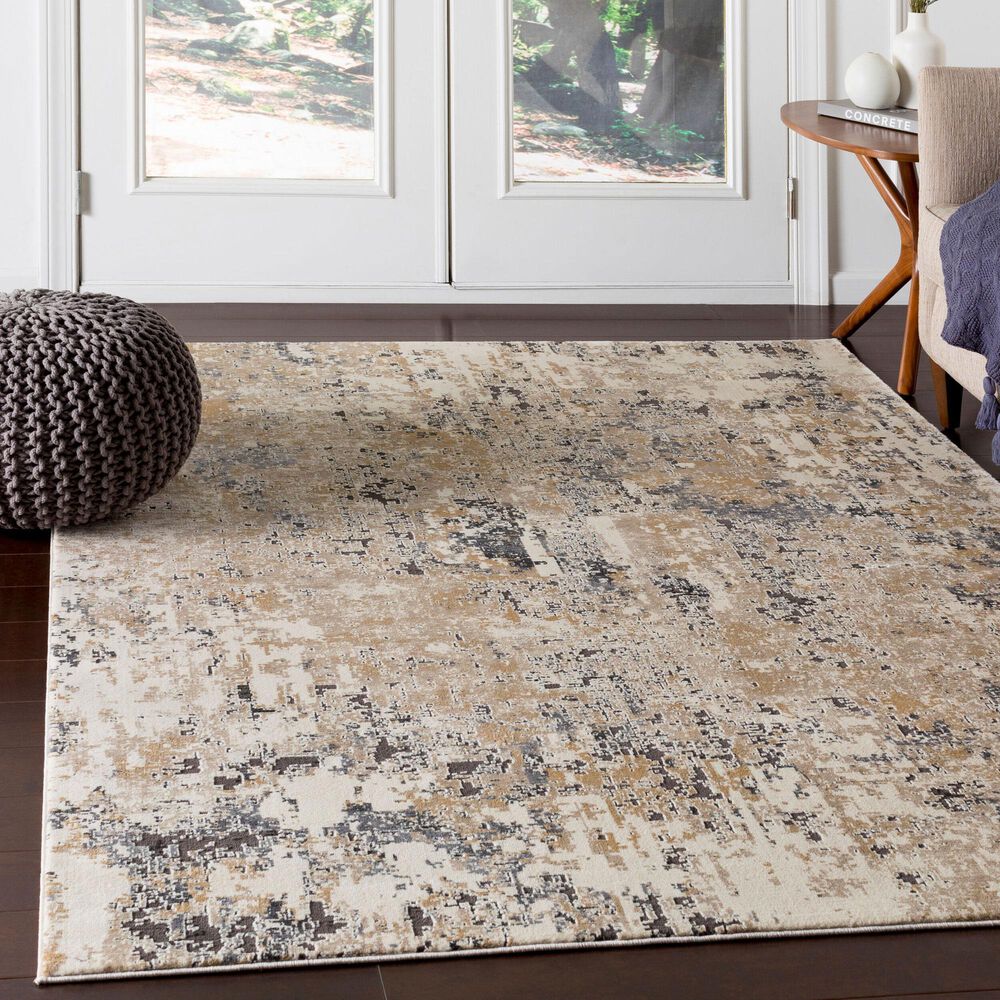 Surya Pune Light Beige, Tan, Dark Brown, Black and Charcoal 7&#39;10&quot; x 10&#39;2&quot; Area Rug, , large