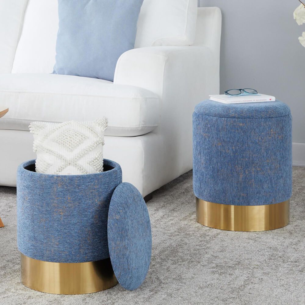 Lumisource Marla 2-Piece Nesting Ottoman Set in Blue, , large
