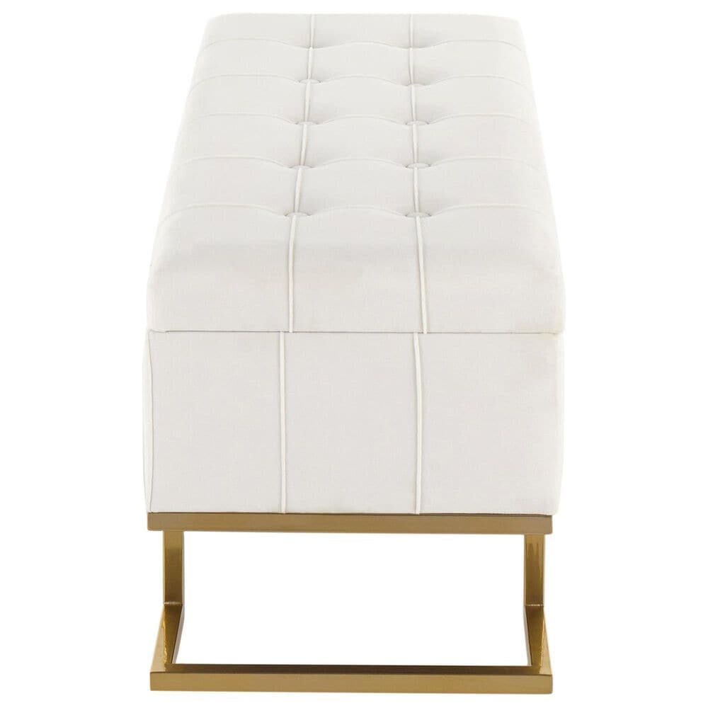 Lumisource Midas Storage Bench with White Velvet Cushion in Gold, , large