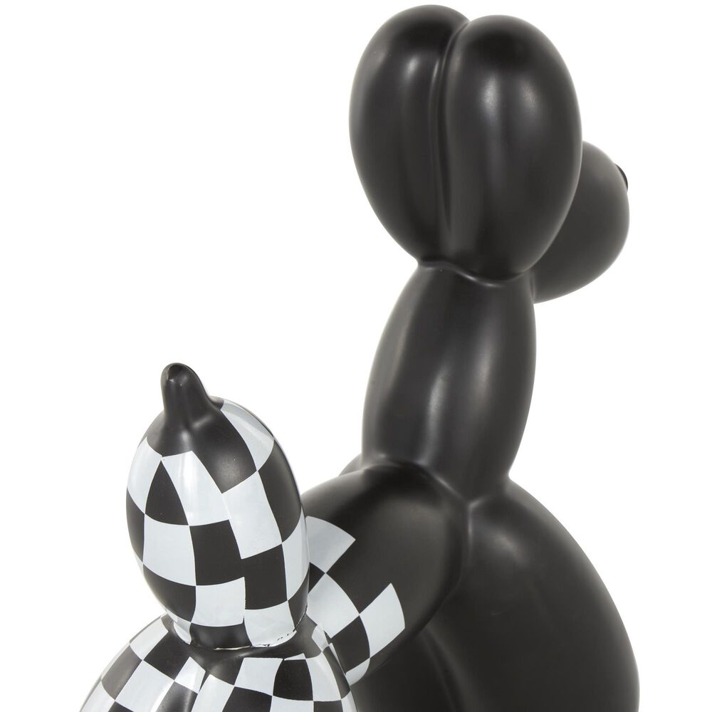 Maple and Jade 2-Piece Dog Balloon Decorative Sculpture Set with Checkered Accents in Matte Black and White, , large