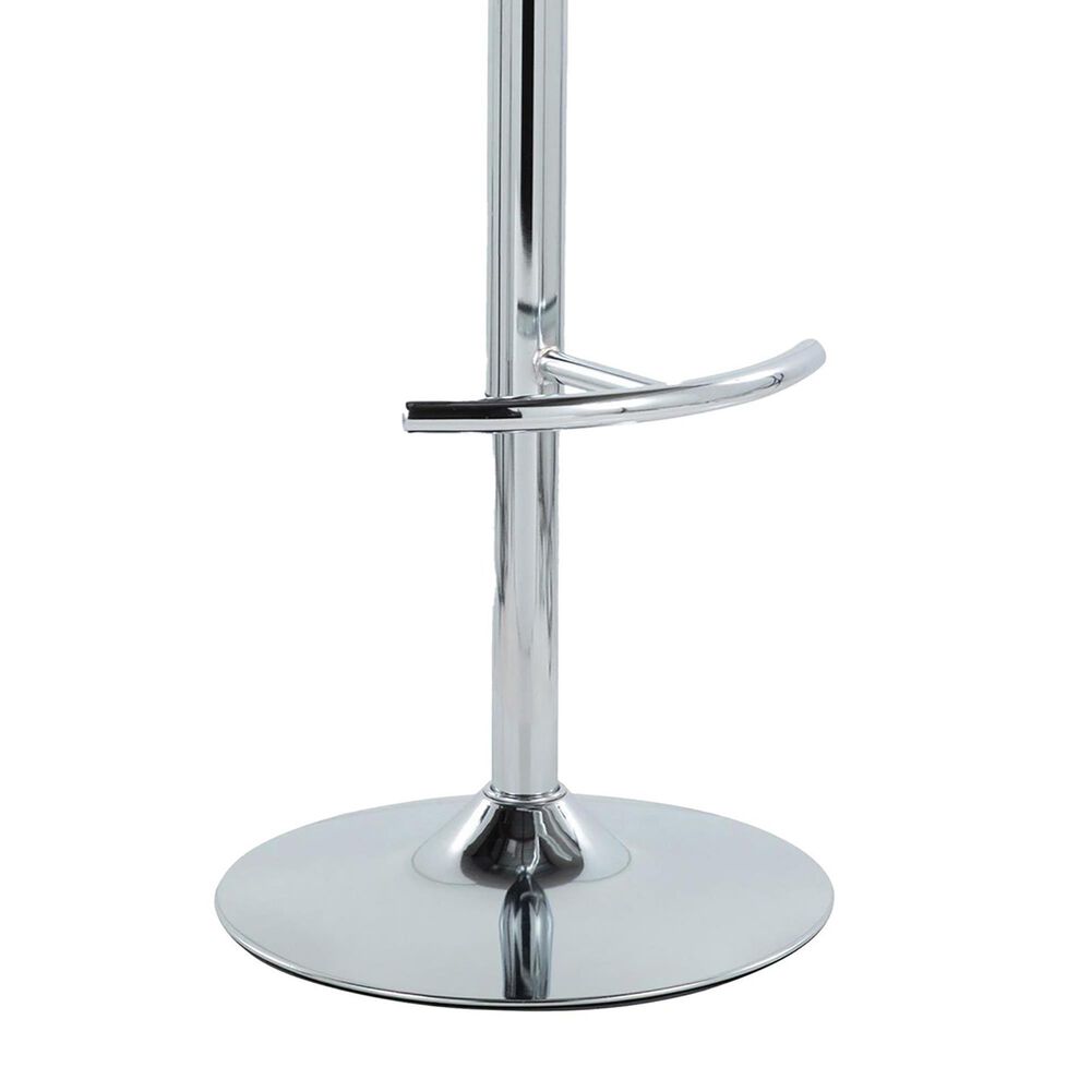 LumiSource Fabrico Swivel Adjustable Bar Stool with Blue Noise Fabric Upholstery and Rounded T Footrest in Chrome (Set of 2), , large