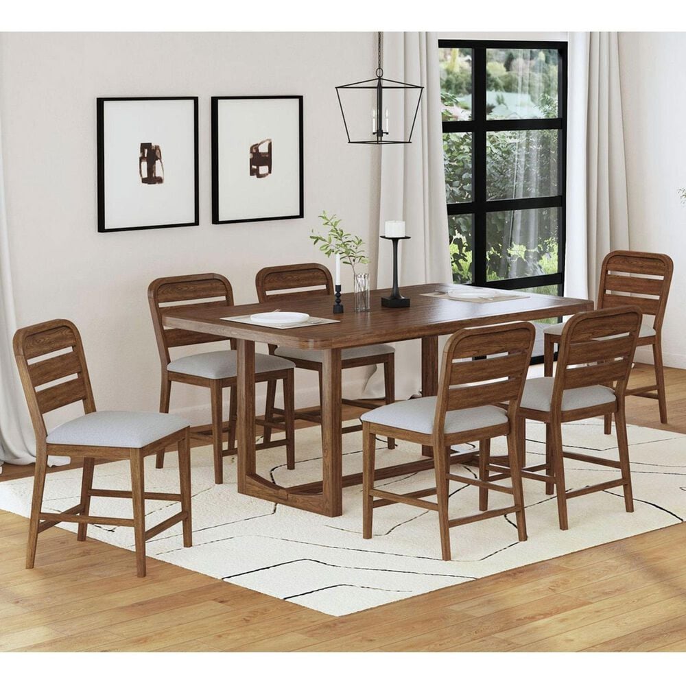 Mayberry Hill Glinda 7-Piece Rectangular Dining Set in Brown, , large