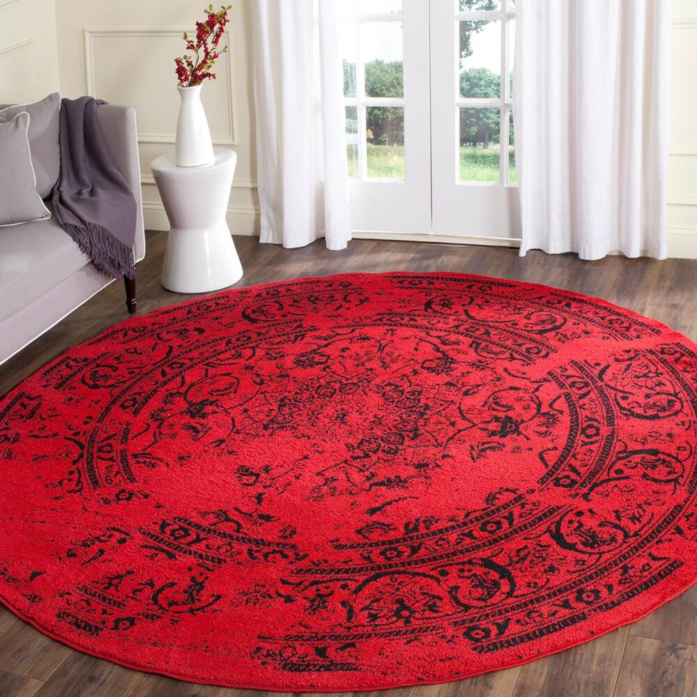 Safavieh Adirondack ADR101F-4R 4" x 4"  Red/Black Round Rug, , large