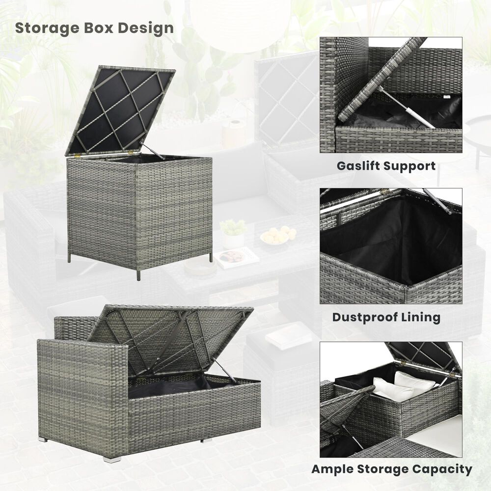 HOMLUX 6-Piece Outdoor Conversation Set with Storage Box in Beige, , large
