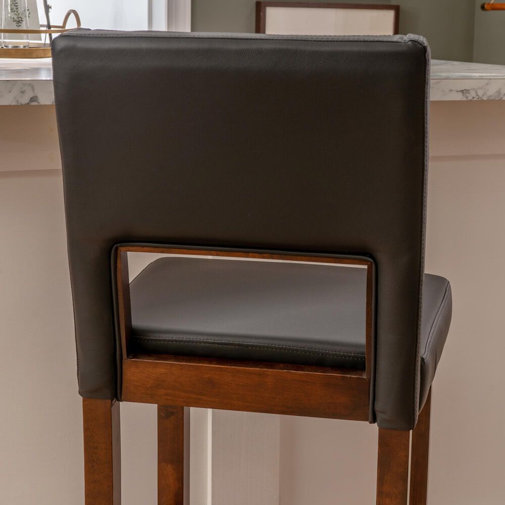 Linon Home Decor Vega Bar Stool with Black Cushion in Espresso, , large