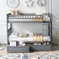 Hearth and Haven Twin over Twin Convertible Bunk Bed with Drawers in Gray, , large