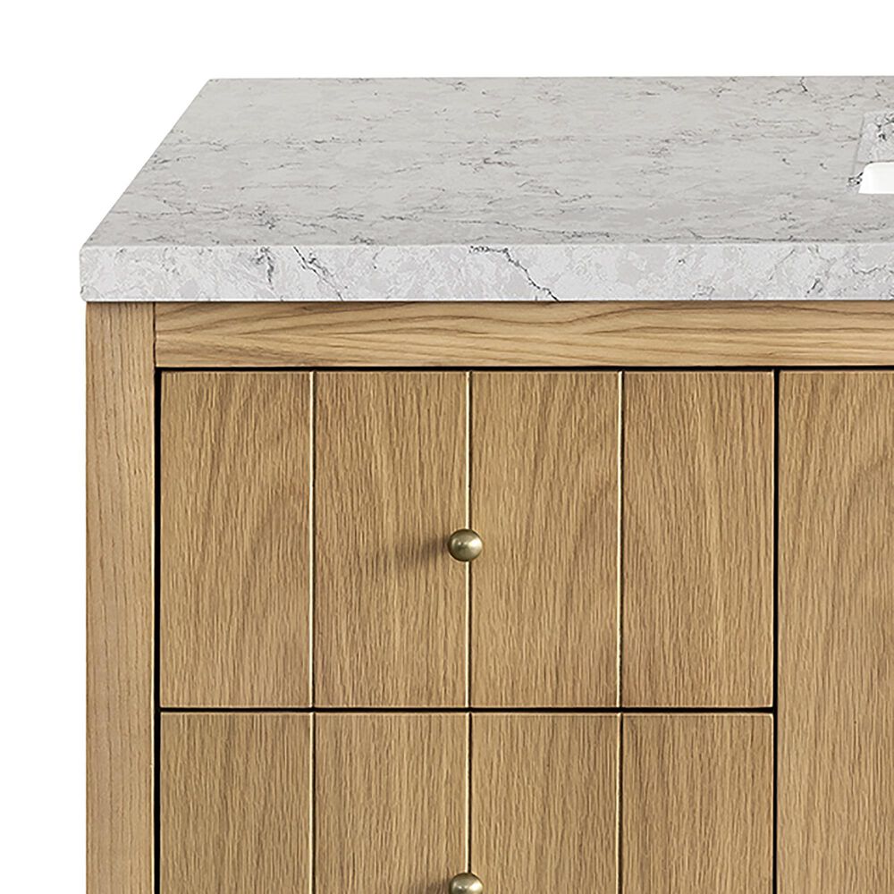 James Martin Vanities Hudson 48&quot; Single Bathroom Vanity in Light Natural Oak with 3 cm Eternal Jasmine Pearl Quartz Top and Rectangular Sink, , large
