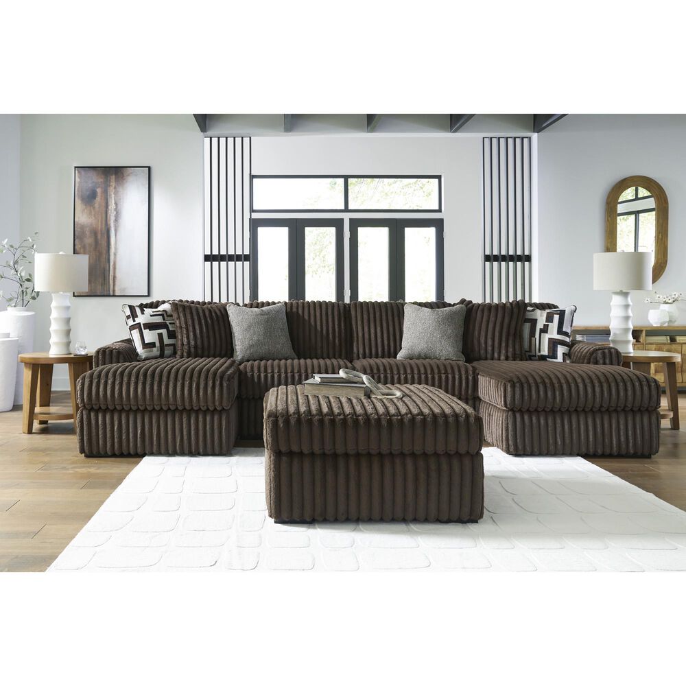 Ashley Midnight-Madness Oversized Accent Ottoman in Chocolate, , large